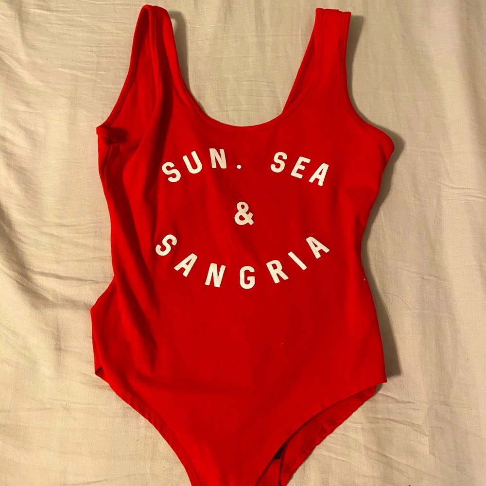 Bright red one piece